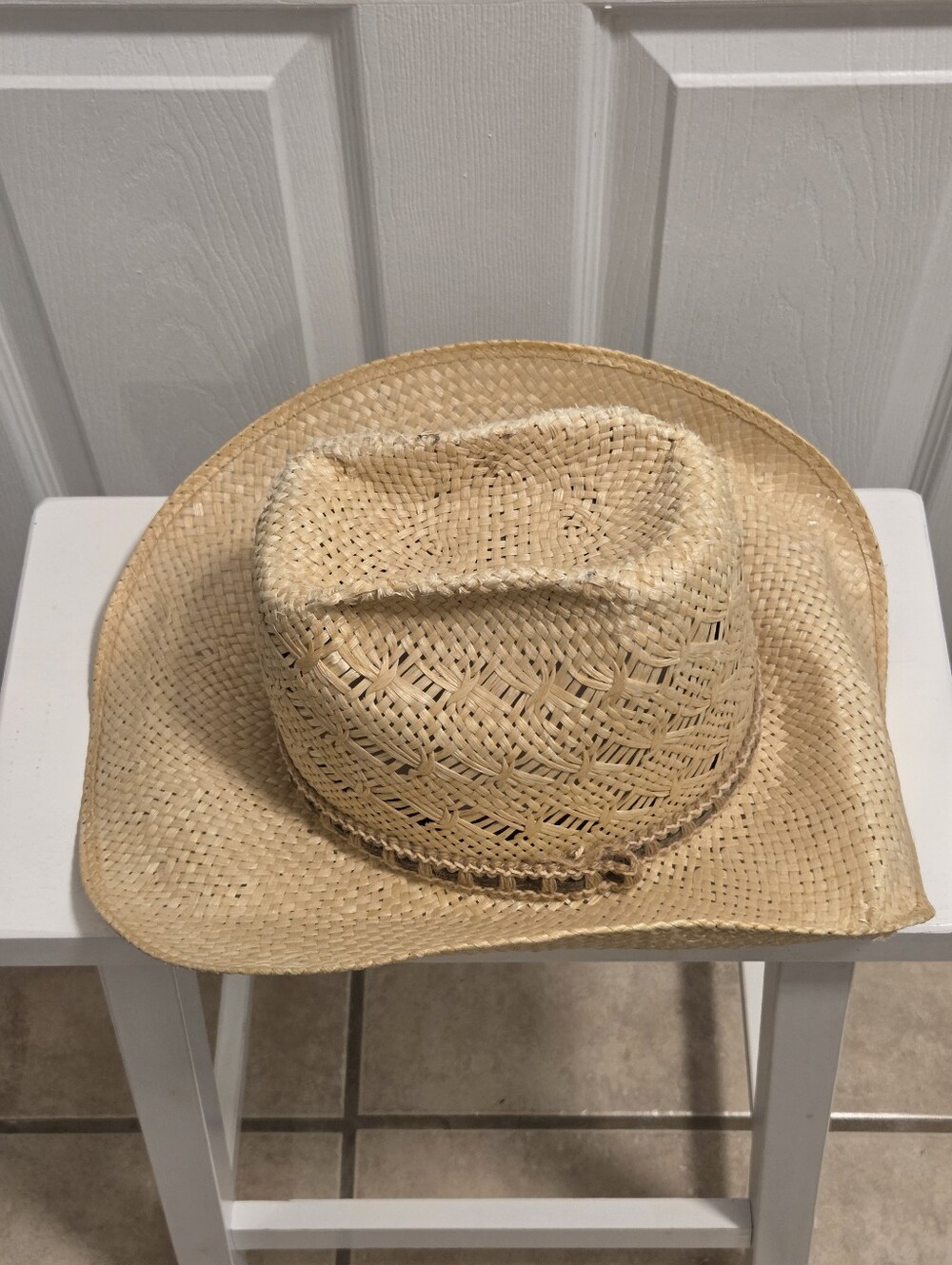 Vintage 70’s Resistol Stagecoach Straw Western Hat with Band Size 6&7/8 Damaged